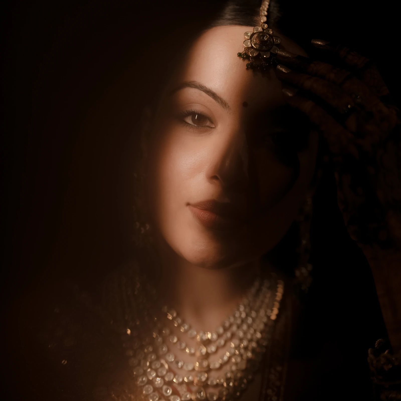 Bridal portrait in low light