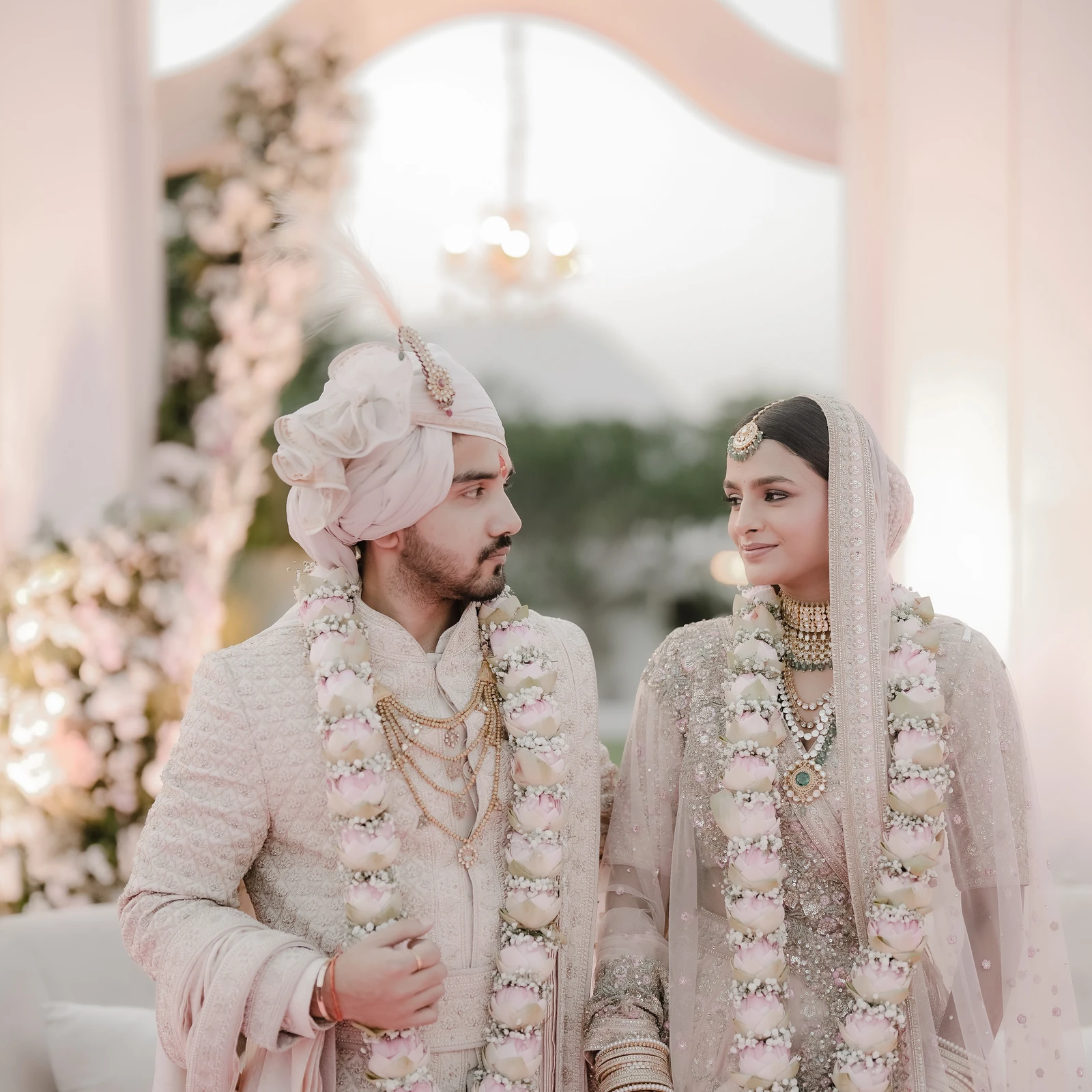 Couple in garlands