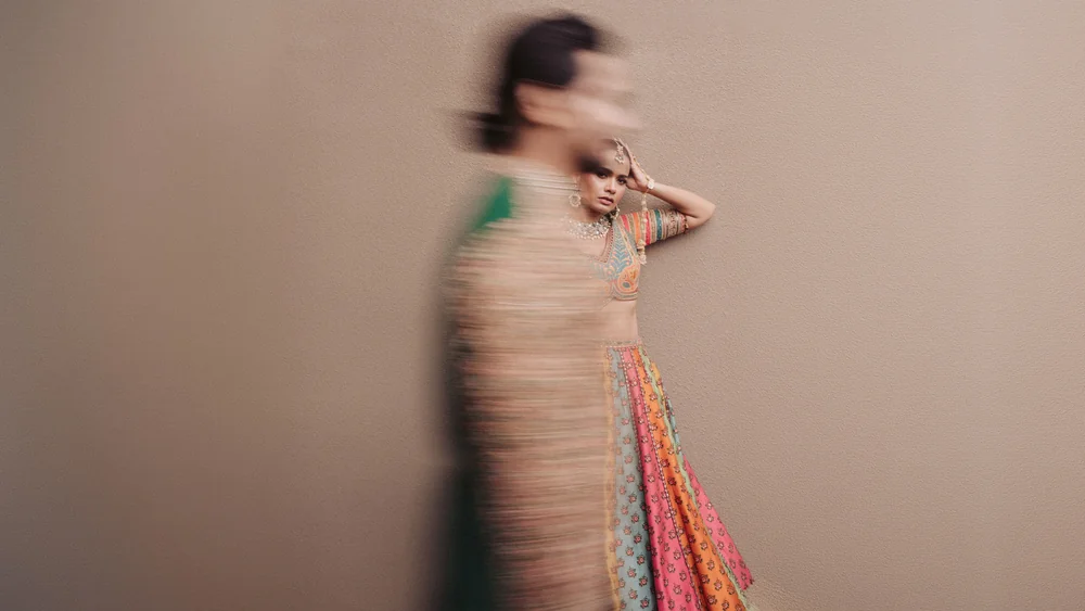 Bride photographed in motion