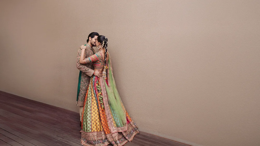 Couple at their wedding