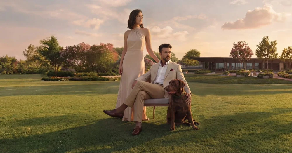 Couple on the lawn after the ceremony