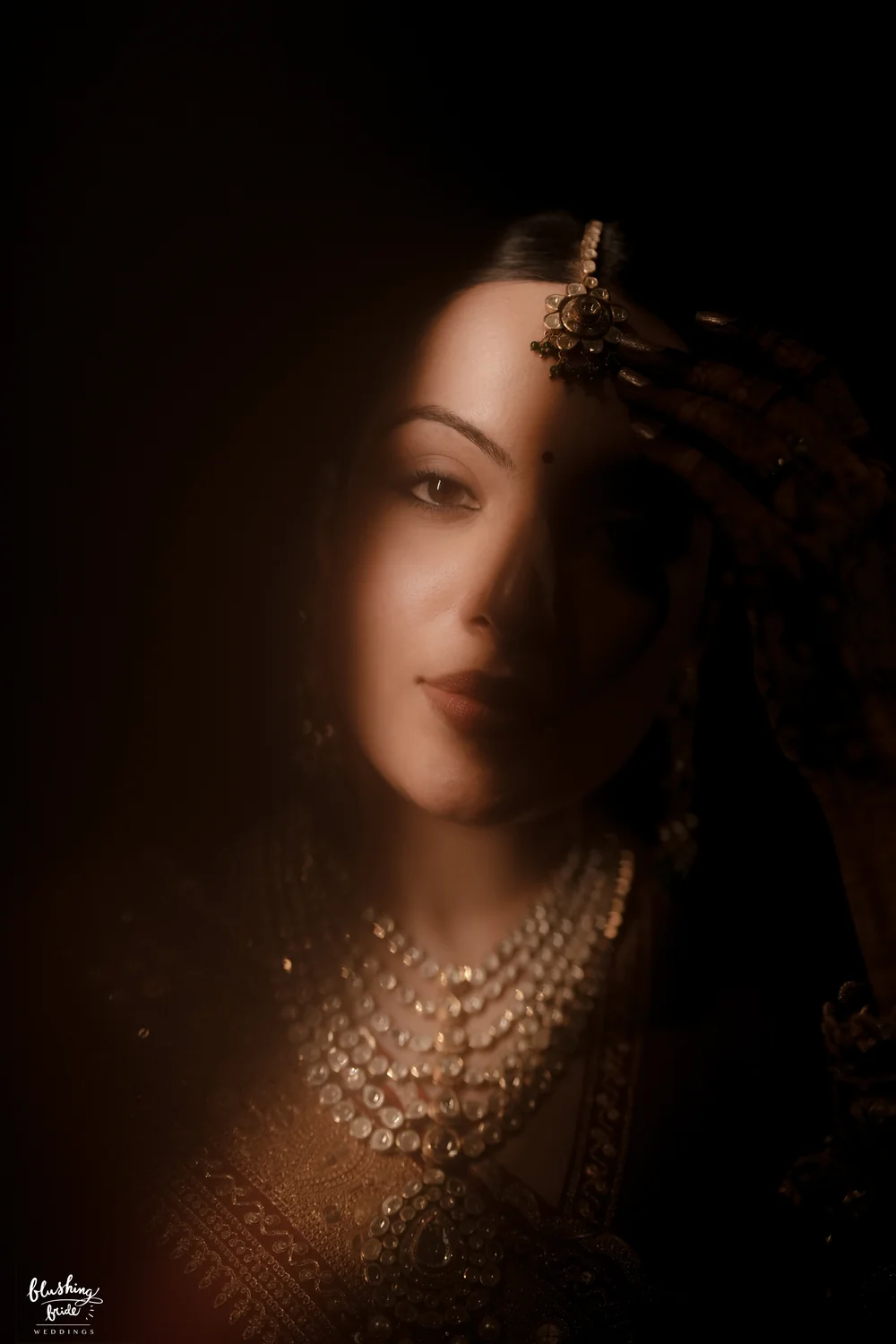 Bridal portrait in low light